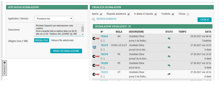 Aprire una segnalazione