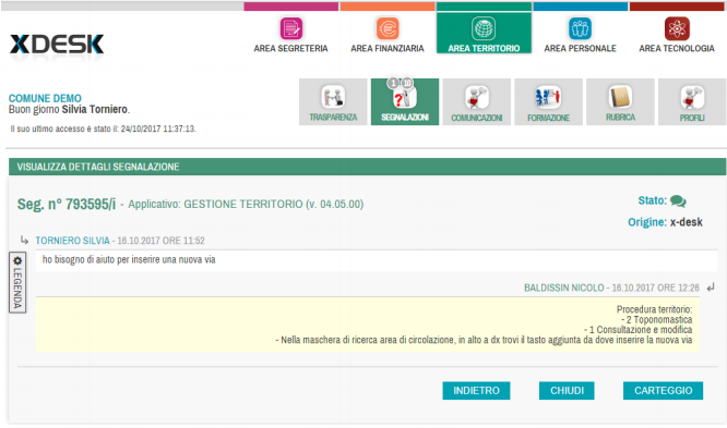 Dettaglio segnalazione
